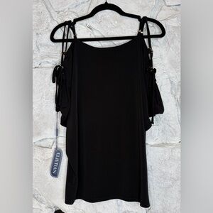Express Elientan | Women’s Black Cold Shoulder Chic Dressy Top, Size S, NWT